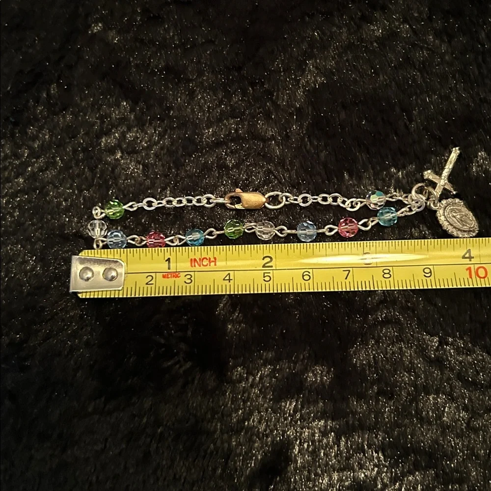 Creed Rosary Co. Multicolor Bead Prayer Bracelet with Cross and Medal for child